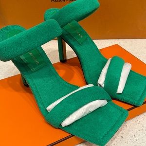 Good American Green Terry Sandal 7.5